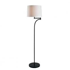 Seven 59 in. Oil Rubbed Bronze Floor Lamp with White Tapered Shade by Kenroy Home