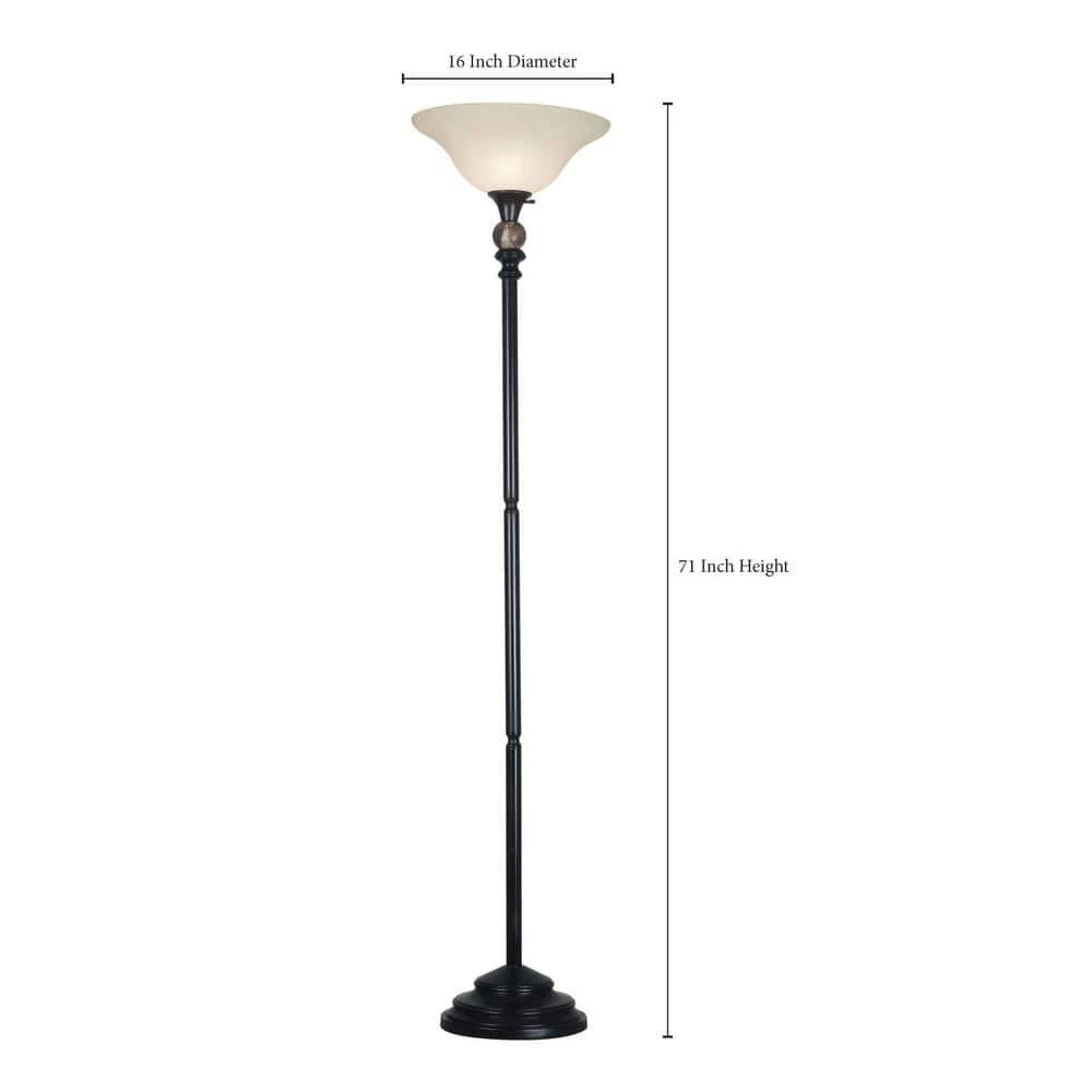 Plymouth 71 in. Oil-Rubbed Bronze Torchiere by Kenroy Home 4 Plymouth 71 in. Oil-Rubbed Bronze Torchiere by Kenroy Home - Image 2