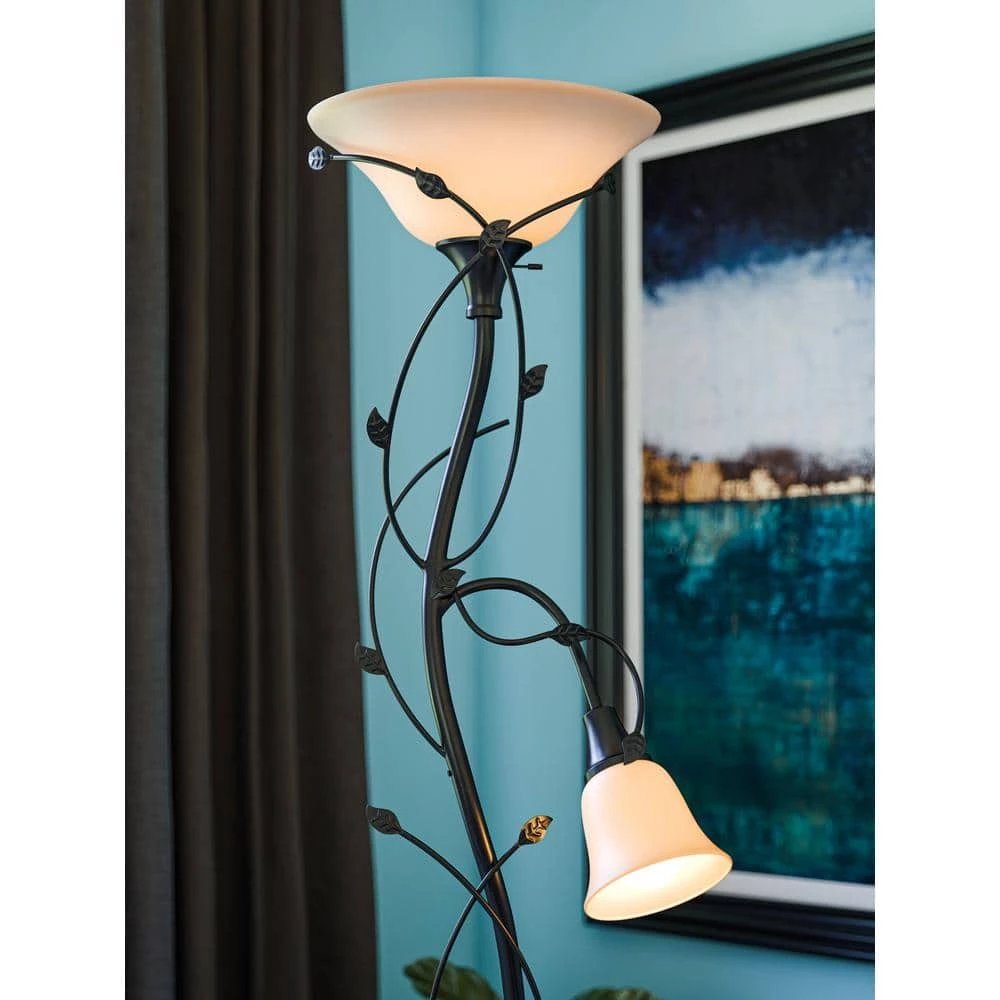 Ashlen 72 in. Oil-Rubbed Bronze Mother and Son Torchiere by Kenroy Home 6 Ashlen 72 in. Oil-Rubbed Bronze Mother and Son Torchiere by Kenroy Home - Image 4