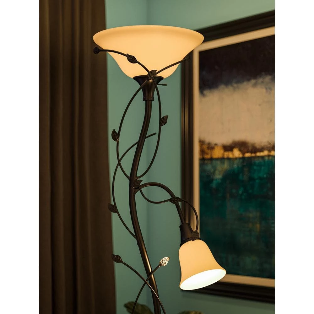 Ashlen 72 in. Oil-Rubbed Bronze Mother and Son Torchiere by Kenroy Home 10 Ashlen 72 in. Oil-Rubbed Bronze Mother and Son Torchiere by Kenroy Home - Image 8