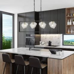 Meteor 4-Light Black Chandelier with Clear Glass Shades by OVE Decors -Kenroy Home Sales painted black and gold ove decors chandeliers 15lch mete47 pb 31 1000