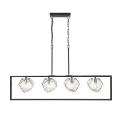 Meteor 4-Light Black Chandelier with Clear Glass Shades by OVE Decors
