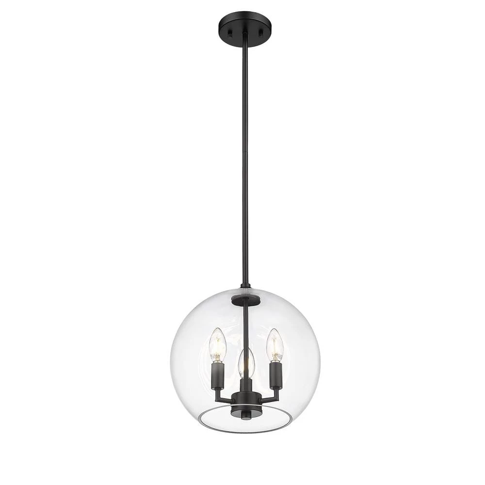 Lassie 3-Light Painted Black Globe Pendant Light with Glass Shade by OVE Decors 7 Lassie 3-Light Painted Black Globe Pendant Light with Glass Shade by OVE Decors - Image 5