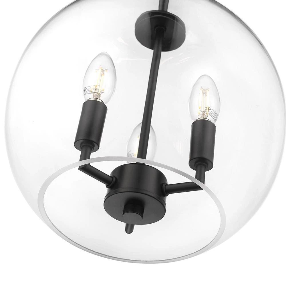 Lassie 3-Light Painted Black Globe Pendant Light with Glass Shade by OVE Decors 8 Lassie 3-Light Painted Black Globe Pendant Light with Glass Shade by OVE Decors - Image 6