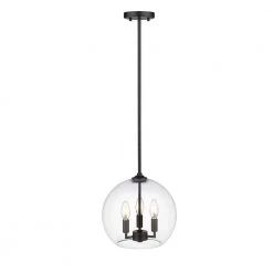 Lassie 3-Light Painted Black Globe Pendant Light with Glass Shade by OVE Decors 13 Lassie 3-Light Painted Black Globe Pendant Light with Glass Shade by OVE Decors -Kenroy Home Sales painted black ove decors chandeliers 15lpe lass12 pb 4f 1000