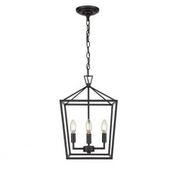 Moore 4-Light Painted Black Cage Pendant Light by OVE Decors
