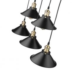 Shella 5-Light Painted Black and Brushed Gold Shaded Pendant Light with Iron Shades by OVE Decors -Kenroy Home Sales painted black ove decors chandeliers 15lpe shel33 pb 1f 1000