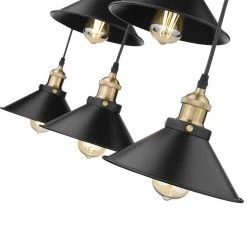 Shella 5-Light Painted Black and Brushed Gold Shaded Pendant Light with Iron Shades by OVE Decors -Kenroy Home Sales painted black ove decors chandeliers 15lpe shel33 pb 44 1000