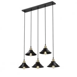 Shella 5-Light Painted Black and Brushed Gold Shaded Pendant Light with Iron Shades by OVE Decors -Kenroy Home Sales painted black ove decors chandeliers 15lpe shel33 pb 4f 1000