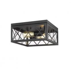 Gamma in 2-Light Black Flush Mount with Glass Shade by OVE Decors -Kenroy Home Sales painted black ove decors flush mount lights 15lfm gamm12 pb 4f 1000