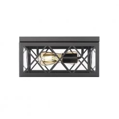 Gamma in 2-Light Black Flush Mount with Glass Shade by OVE Decors
