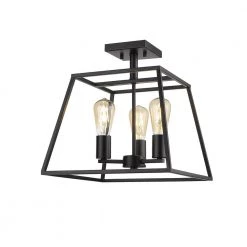 Agnes 3-Light Black Semi-Flush Mount by OVE Decors -Kenroy Home Sales painted black ove decors flush mount lights 15lsf agne14 pb 4f 1000