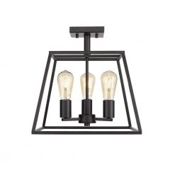 Agnes 3-Light Black Semi-Flush Mount by OVE Decors