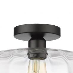 Preston 1-Light Black Semi-Flush Mount with Ringe Glass Shades by OVE Decors -Kenroy Home Sales painted black ove decors flush mount lights 15lsf pres11 pb 44 1000