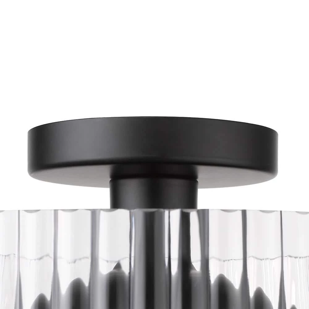 Riley 1-Light Black Semi-Flush Mount with Glass Shade by OVE Decors 7 Riley 1-Light Black Semi-Flush Mount with Glass Shade by OVE Decors - Image 5