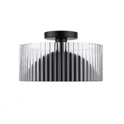 Riley 1-Light Black Semi-Flush Mount with Glass Shade by OVE Decors