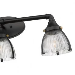 Exeter 24 in. W 3-Light Black Vanity Light with Reeded Glass Shade by OVE Decors -Kenroy Home Sales painted black ove decors vanity lighting 15lva exet24 pb 1f 1000