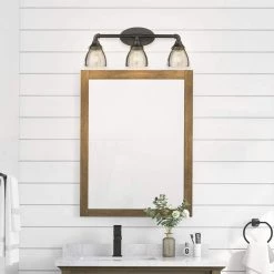 Exeter 24 in. W 3-Light Black Vanity Light with Reeded Glass Shade by OVE Decors -Kenroy Home Sales painted black ove decors vanity lighting 15lva exet24 pb 31 1000