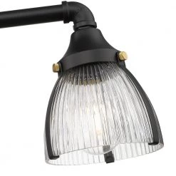 Exeter 24 in. W 3-Light Black Vanity Light with Reeded Glass Shade by OVE Decors -Kenroy Home Sales painted black ove decors vanity lighting 15lva exet24 pb 44 1000