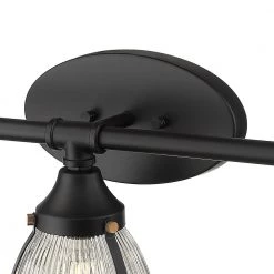 Exeter 24 in. W 3-Light Black Vanity Light with Reeded Glass Shade by OVE Decors -Kenroy Home Sales painted black ove decors vanity lighting 15lva exet24 pb fa 1000