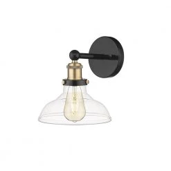Elgin 8 in. W 1-Light Painted Black Wall Sconce with Glass Shade by OVE Decors -Kenroy Home Sales painted black ove decors wall sconces 15lva elgi08 pb 4f 1000