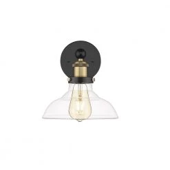 Elgin 8 in. W 1-Light Painted Black Wall Sconce with Glass Shade by OVE Decors