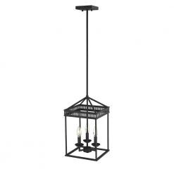 Henry II 3-Light Painted Black Sand Pendant by OVE Decors -Kenroy Home Sales painted black sand ove decors chandeliers 15lpe hen210 bl 4f 1000