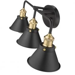 Shella 24.8 in. W 3-Light Black and Brushed Gold Vanity Light by OVE Decors -Kenroy Home Sales painted black with brushed gold ove decors vanity lighting 15lva shel26 p 1f 1000