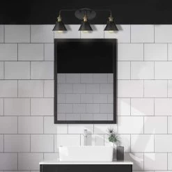 Shella 24.8 in. W 3-Light Black and Brushed Gold Vanity Light by OVE Decors -Kenroy Home Sales painted black with brushed gold ove decors vanity lighting 15lva shel26 p 31 1000