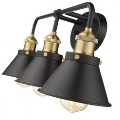 Shella 24.8 in. W 3-Light Black and Brushed Gold Vanity Light by OVE Decors -Kenroy Home Sales painted black with brushed gold ove decors vanity lighting 15lva shel26 p 44 1000
