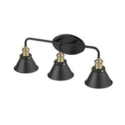 Shella 24.8 in. W 3-Light Black and Brushed Gold Vanity Light by OVE Decors -Kenroy Home Sales painted black with brushed gold ove decors vanity lighting 15lva shel26 p 4f 1000