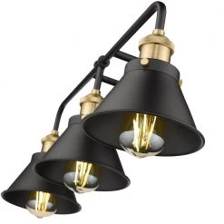 Shella 24.8 in. W 3-Light Black and Brushed Gold Vanity Light by OVE Decors -Kenroy Home Sales painted black with brushed gold ove decors vanity lighting 15lva shel26 p fa 1000