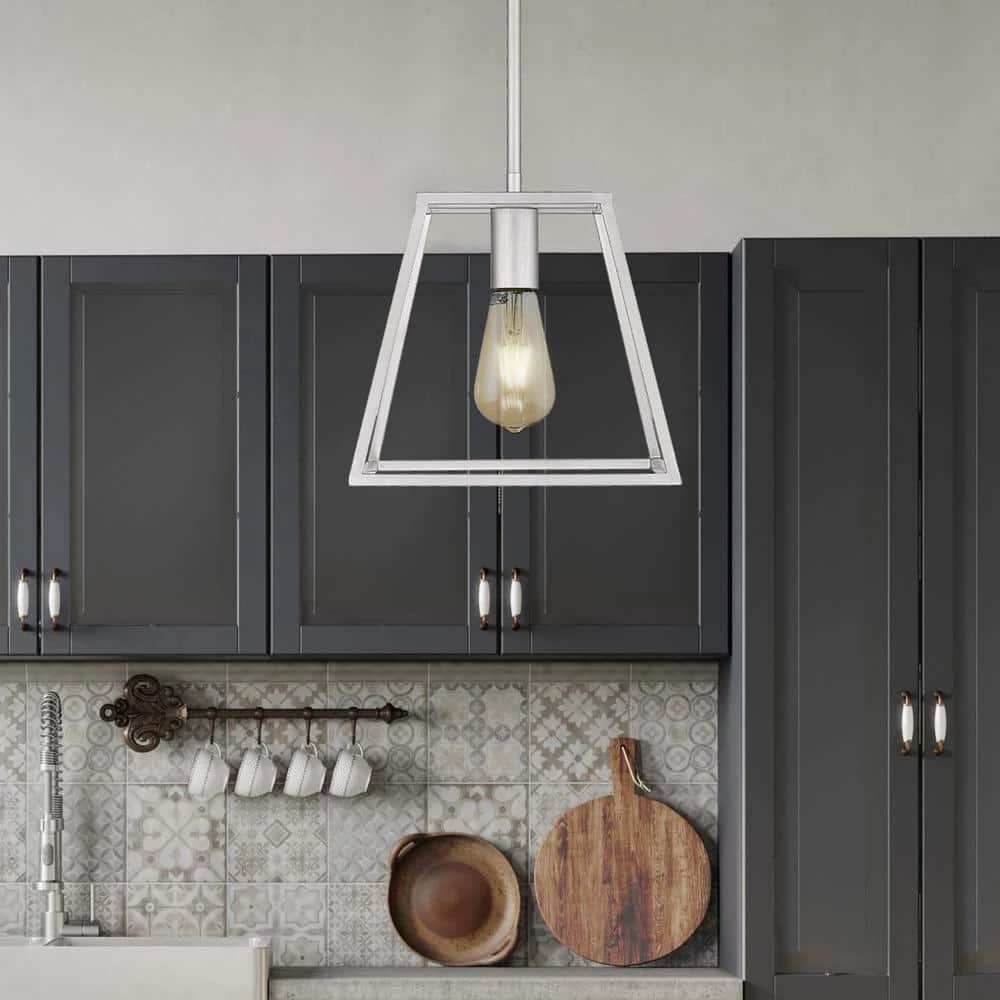 Adele 10 in. 1-Light Painted Brushed Nickel Ceiling Pendant Light by OVE Decors 10 Adele 10 in. 1-Light Painted Brushed Nickel Ceiling Pendant Light by OVE Decors - Image 8