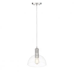 Ella 1-Light 10 in. Painted Satin Nickel finish Ceiling Pendant Light by OVE Decors -Kenroy Home Sales painted brushed nickel ove decors chandeliers 15lpe ella10 lc 4f 1000