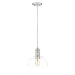 Ella 1-Light 10 in. Painted Satin Nickel finish Ceiling Pendant Light by OVE Decors
