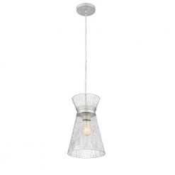 Lia 1-Light 8 in. Painted Satin Nickel Ceiling Pendant Light with Clear Crackled Glass and Ring by OVE Decors -Kenroy Home Sales painted brushed nickel ove decors chandeliers 15lpe lia008 tc 1f 1000
