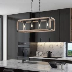 Winchester 4-Light Driftwood and Black Island Pendant Light by OVE Decors -Kenroy Home Sales painted driftwood and black ove decors chandeliers 15lpe winc30 pw 31 1000