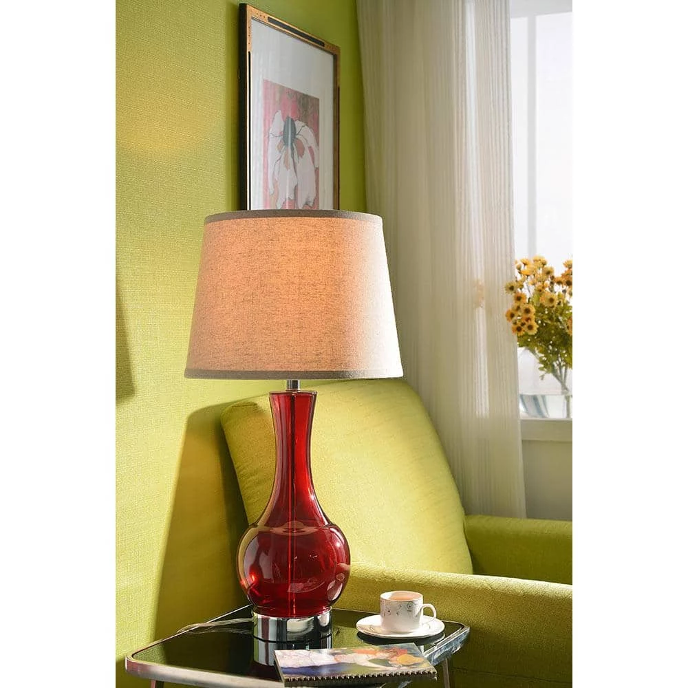 Decanter 28 in. Red Table Lamp with Creme Shade by Kenroy Home 4 Decanter 28 in. Red Table Lamp with Creme Shade by Kenroy Home - Image 2