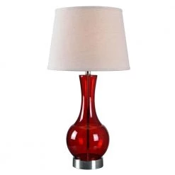 Decanter 28 in. Red Table Lamp with Creme Shade by Kenroy Home