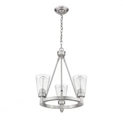Sinatra III 3-Light Satin Nickel Chandelier with Clear Glass Shade by OVE Decors -Kenroy Home Sales satin nickel ove decors chandeliers 15lch sina17 sa 4f 1000