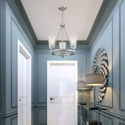 Sinatra III 3-Light Satin Nickel Chandelier with Clear Glass Shade by OVE Decors -Kenroy Home Sales satin nickel ove decors chandeliers 15lch sina17 sa 77 1000