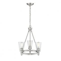 Sinatra III 3-Light Satin Nickel Chandelier with Clear Glass Shade by OVE Decors -Kenroy Home Sales satin nickel ove decors chandeliers 15lch sina17 sa c3 1000