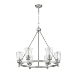 Sinatra II 6-Light Satin Nickel Chandelier with Clear Glass Shade by OVE Decors -Kenroy Home Sales satin nickel ove decors chandeliers 15lch sina30 sa c3 1000