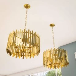 Picket 4-Light Gold Pendant by Kenroy Home -Kenroy Home Sales shiny gold and matte gold finish kenroy home chandeliers 93786gld 44 1000