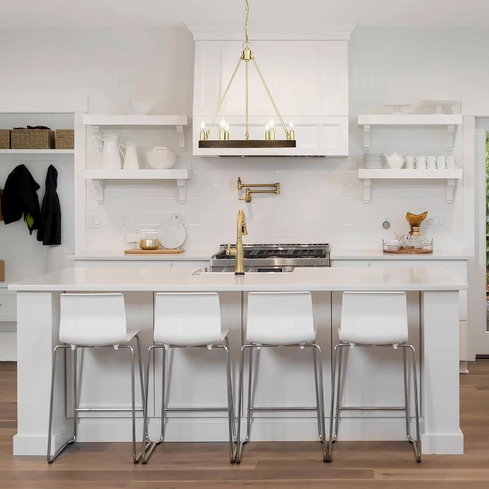 Kevan 6-Light Wood and Brass Chandelier by OVE Decors 13 Kevan 6-Light Wood and Brass Chandelier by OVE Decors - Image 11