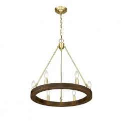 Kevan 6-Light Wood and Brass Chandelier by OVE Decors 20 Kevan 6-Light Wood and Brass Chandelier by OVE Decors -Kenroy Home Sales stained wood and brass ove decors chandeliers hdli013 44 1000