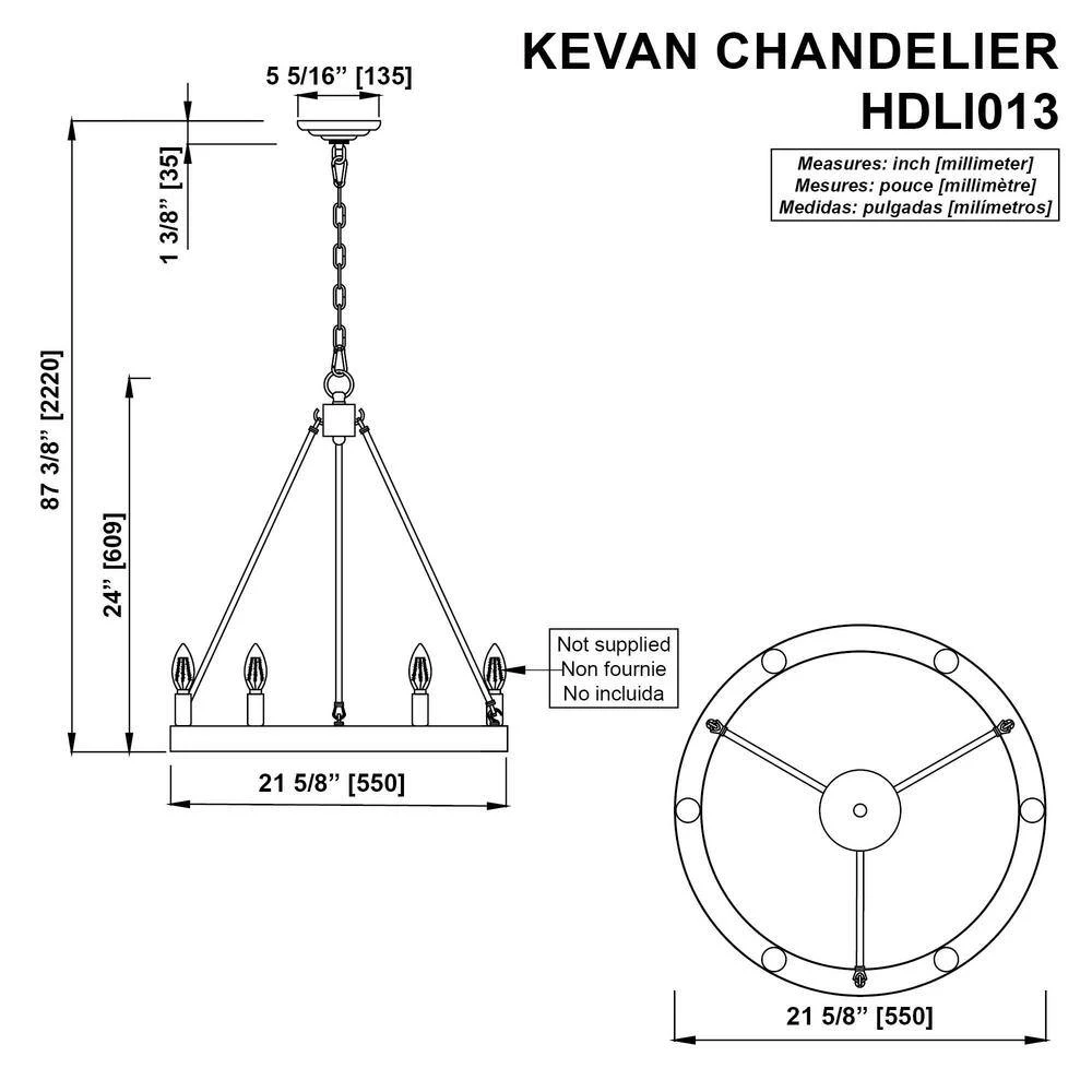 Kevan 6-Light Wood and Brass Chandelier by OVE Decors 4 Kevan 6-Light Wood and Brass Chandelier by OVE Decors - Image 2