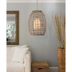 Seagrass 1-Light Tan Rope Pendant by Kenroy Home -Kenroy Home Sales tan rope finish kenroy home chandeliers 93316tn 31 1000