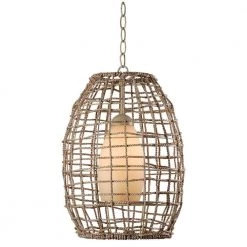 Seagrass 1-Light Tan Rope Pendant by Kenroy Home