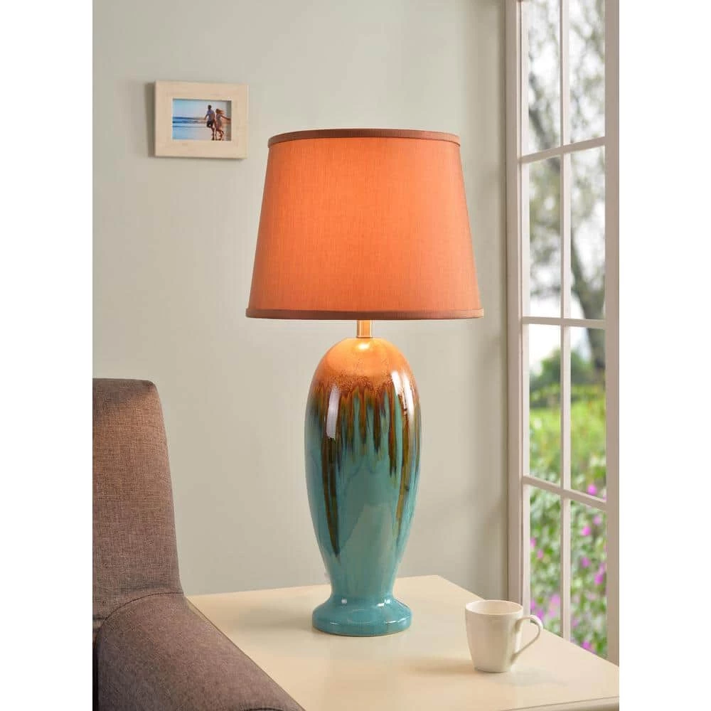 Tucson 32 in. H Teal Ceramic Table Lamp by Kenroy Home 11 Tucson 32 in. H Teal Ceramic Table Lamp by Kenroy Home - Image 9